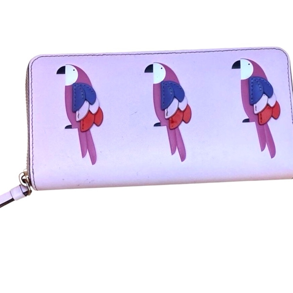 Kate Spade Pink and Multi Color ParrotsWallet ,Flock Party